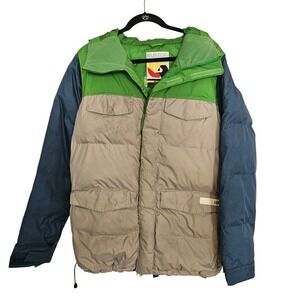 Burton Menswear Snowboard Jacket Medium Green Blue Down Puffer Winter Coat